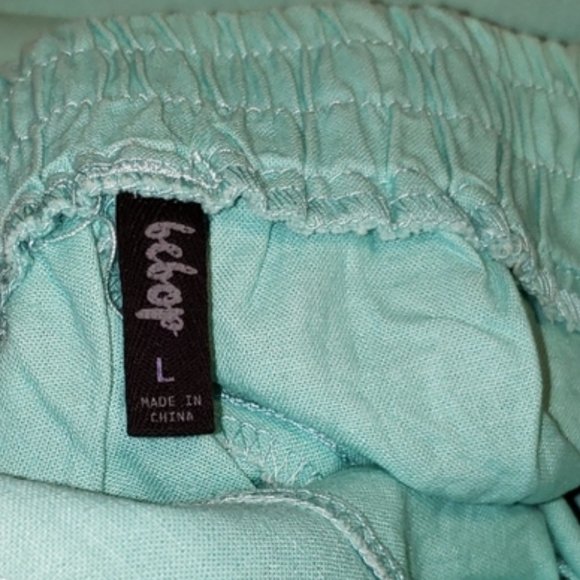 BeBop - Pleated Shorts w/ Pom Fringe + Elastic Back | Seafoam Blue | Large - Picture 11 of 14